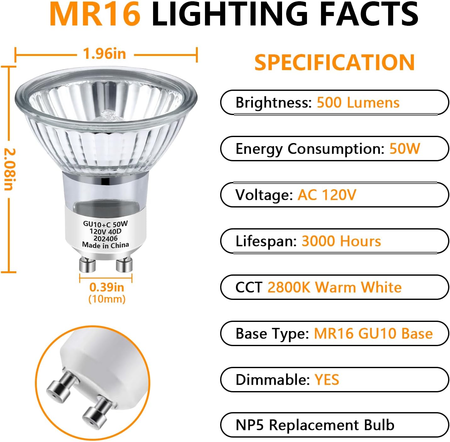 seenlast 2 Pack 120V Long Lasting,Warm White 2700K, for Candle Light